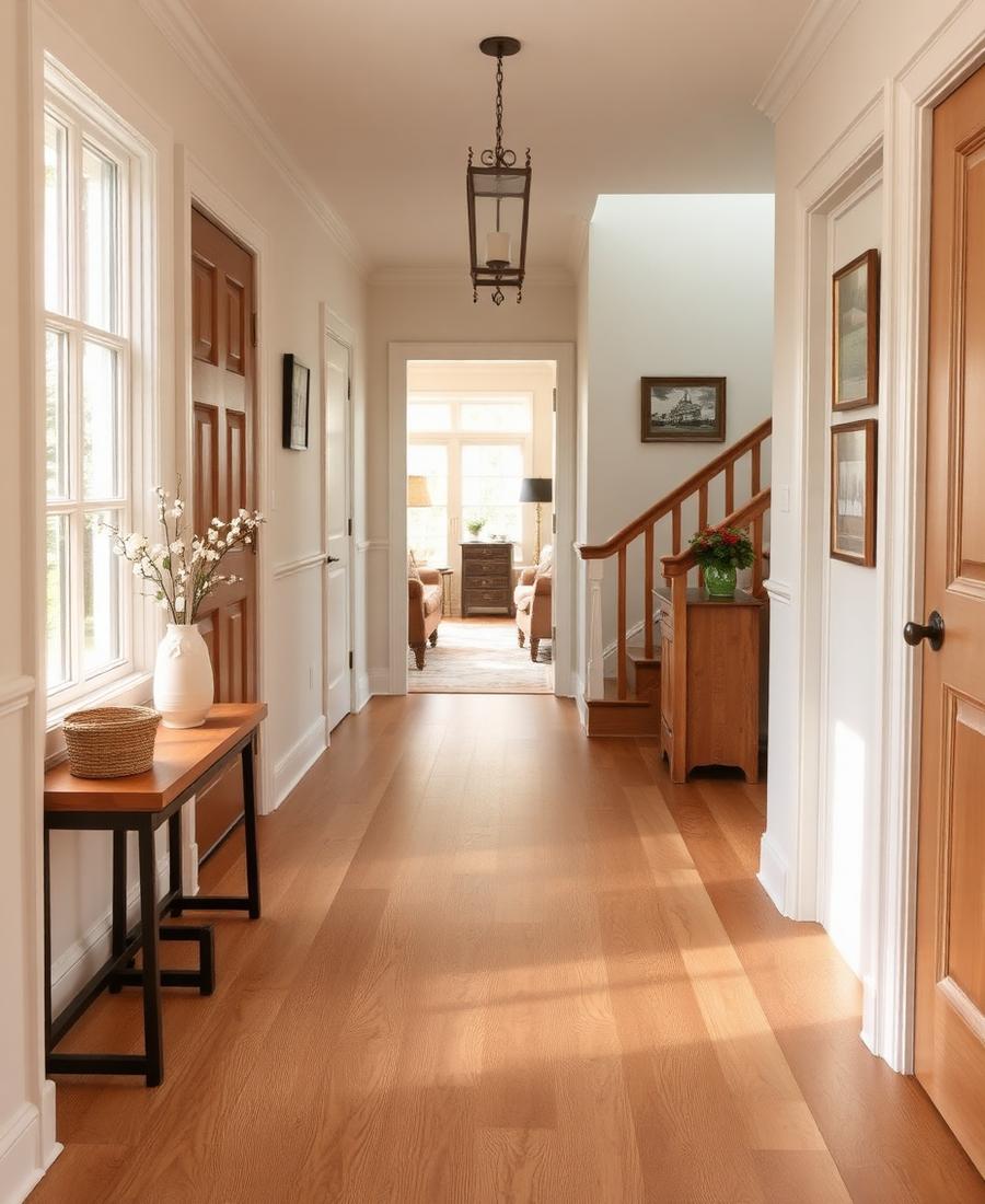 Wood-look vinyl plank flooring in a hallway